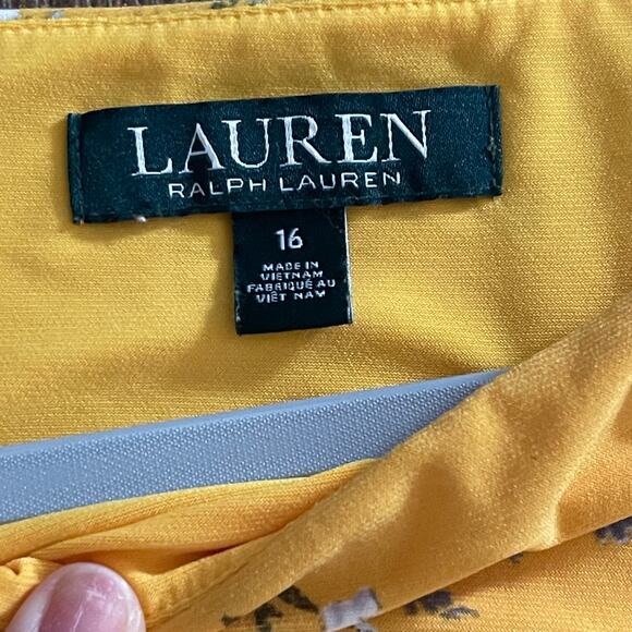 Lauren Ralph Lauren Ruched Floral Boatneck Women's Dress Size 16 - Picture 3 of 13